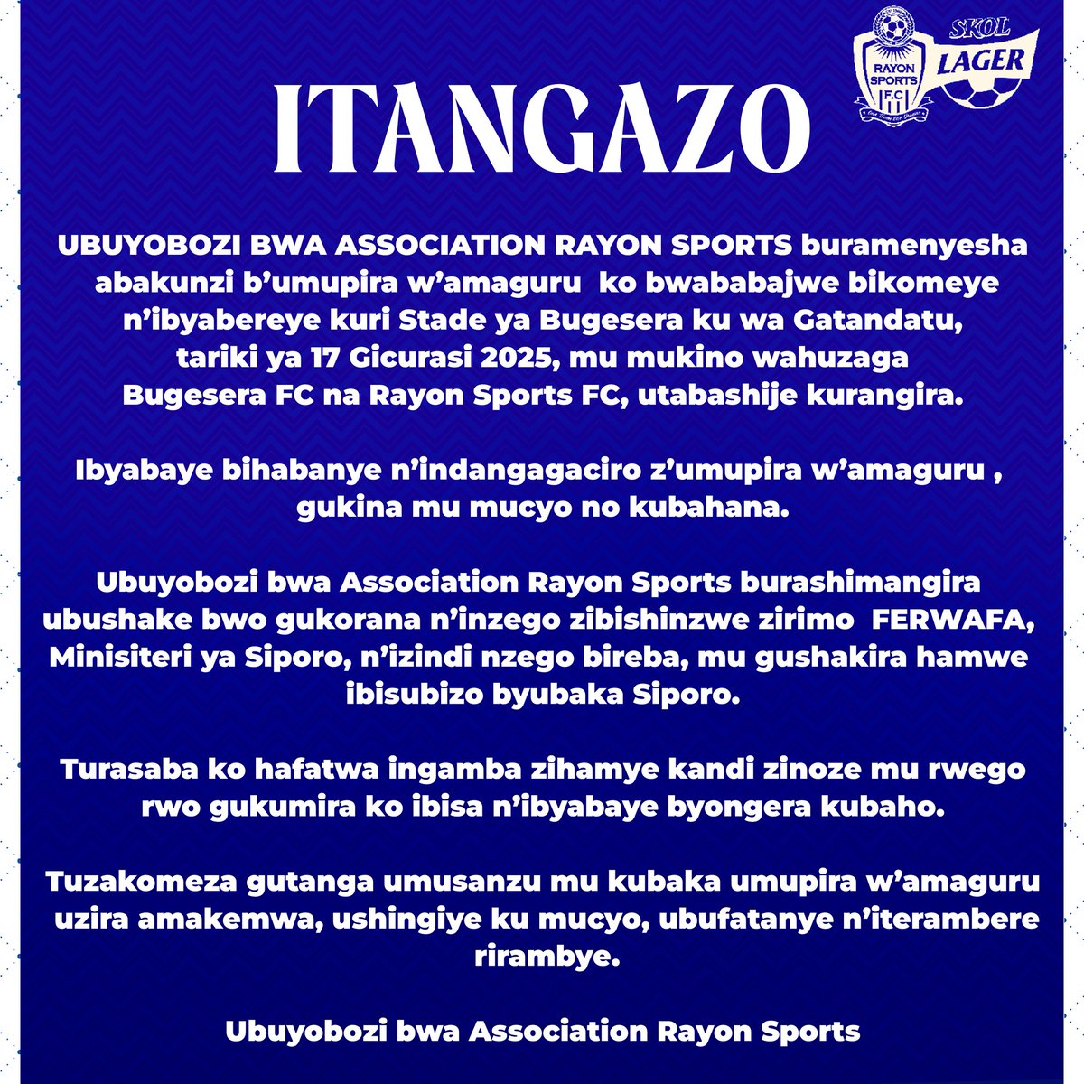 Rayon Sports Official tweet media