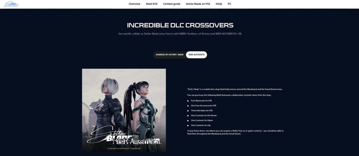 Goddess of Victory: Nikke content:

-New boss battle against Scarlet from Nikke
- Win to get a new costume, hairstyle, and song
- Shooting range mini games
- New shop owned by robotic dog, Volt, that sells Nikke outfits, items, and cosmetics
- Fish for 6 NIKKE items

NieR: