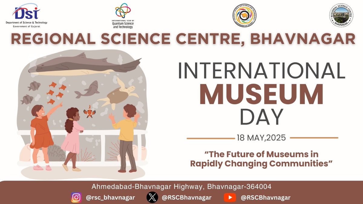 RSCBhavnagar's tweet photo. Museums are the source of learning and inspiration.   
Today on #InternationalMuseumDay  visitors actively took part in celebration @RSCBhavnagar. They were happy to learn how, #Science  and #technology  is playing great role in shaping the future Museums.
#IMD2025 https://t.co/diqRlPlJky