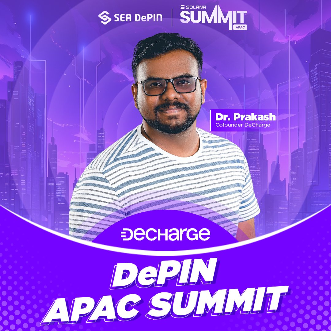 SEA DePIN โ๏ธ ๐ฆ๐ช Token2049Dubai (@seadepin) on Twitter photo Meet the visionary leader behind a global community-powered EV Charging network built on @Solana.
Dr. Prakash <a href="/DoctorPrk/">DrPrk | DeCharge</a>, Co-Founder of <a href="/DeCharge__/">DeCharge</a>, is joining us at DePIN APAC Summit during <a href="/SolanaSummitOrg/">Solana Summit | APAC</a> on June 7th!
๐ Sign up: lu.ma/depin-apac-sumโฆ
๐๐ป Grab your Solana Meet the visionary leader behind a global community-powered EV Charging network built on @Solana.
Dr. Prakash <a href="/DoctorPrk/">DrPrk | DeCharge</a>, Co-Founder of <a href="/DeCharge__/">DeCharge</a>, is joining us at DePIN APAC Summit during <a href="/SolanaSummitOrg/">Solana Summit | APAC</a> on June 7th!
๐ Sign up: lu.ma/depin-apac-sumโฆ
๐๐ป Grab your Solana