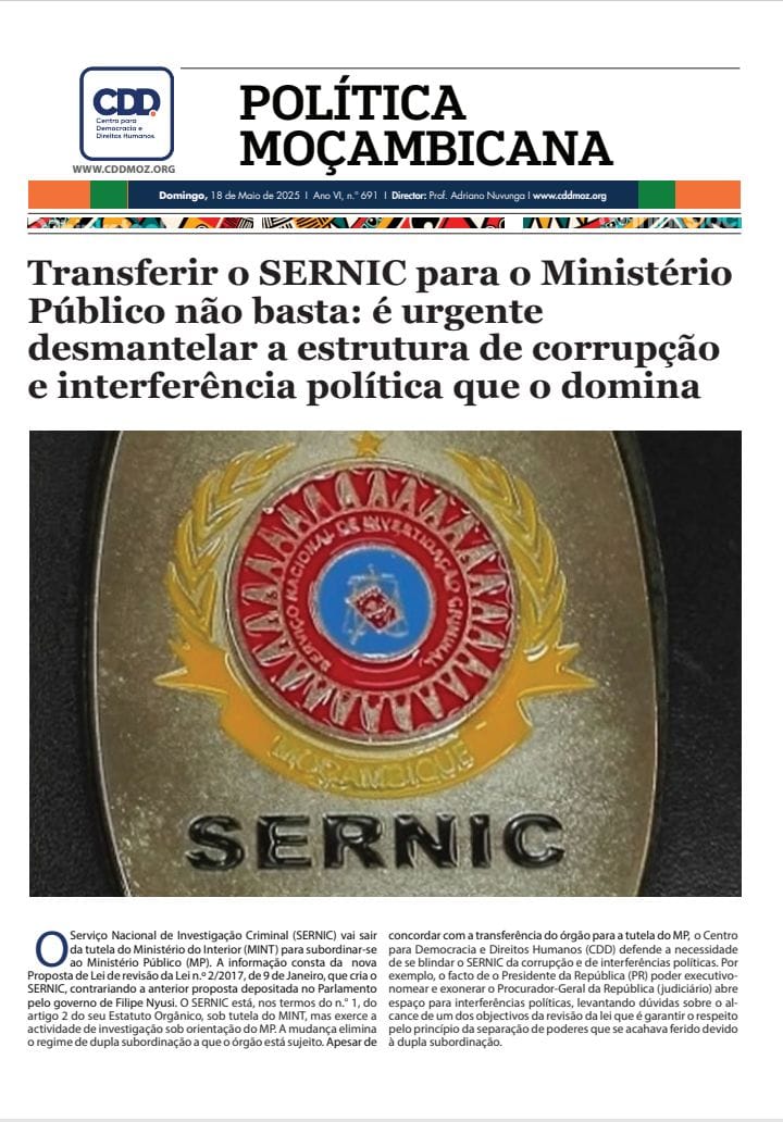 CDD - Centro para Democracia e Direitos Humanos (@cdd_moz) on Twitter photo Transferir o SERNIC para o Ministério Público não basta: é urgente desmantelar a estrutura de corrupção e interferência política que o domina
Eis aqui a publicação completa: cddmoz.org/wp-content/upl…
<a href="/adriano_nuvunga/">Prof. Adriano Nuvunga</a> Transferir o SERNIC para o Ministério Público não basta: é urgente desmantelar a estrutura de corrupção e interferência política que o domina
Eis aqui a publicação completa: cddmoz.org/wp-content/upl…
<a href="/adriano_nuvunga/">Prof. Adriano Nuvunga</a>