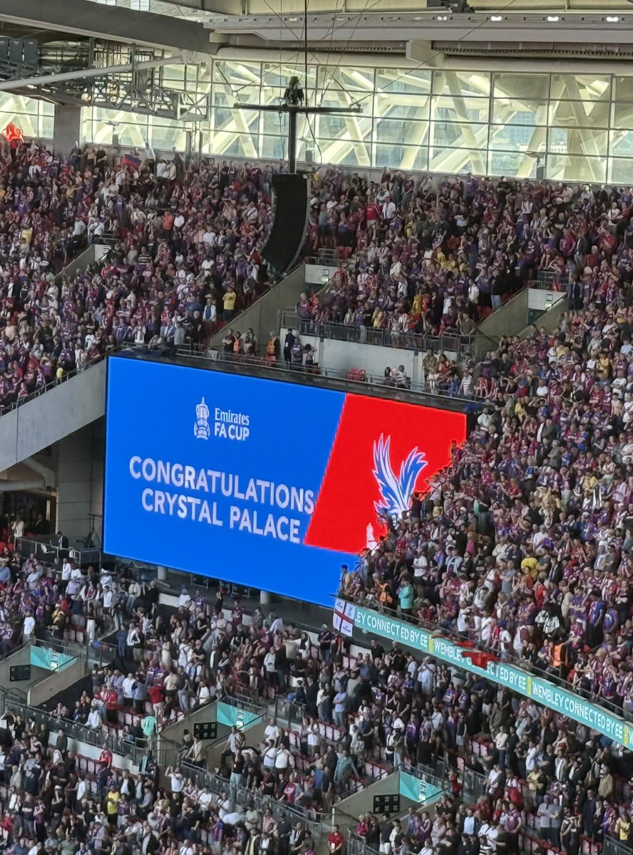 Wow what a day!!! Record turnout by the Philly Palace <a href="/theblacktaxiphi/">The Black Taxi</a> to see Palace win their first ever major trophy❤️💙 And for a few of the crew, the chance to be at Wembley and meet up in London. European Tour here we come #cpfc #facupfinal2025