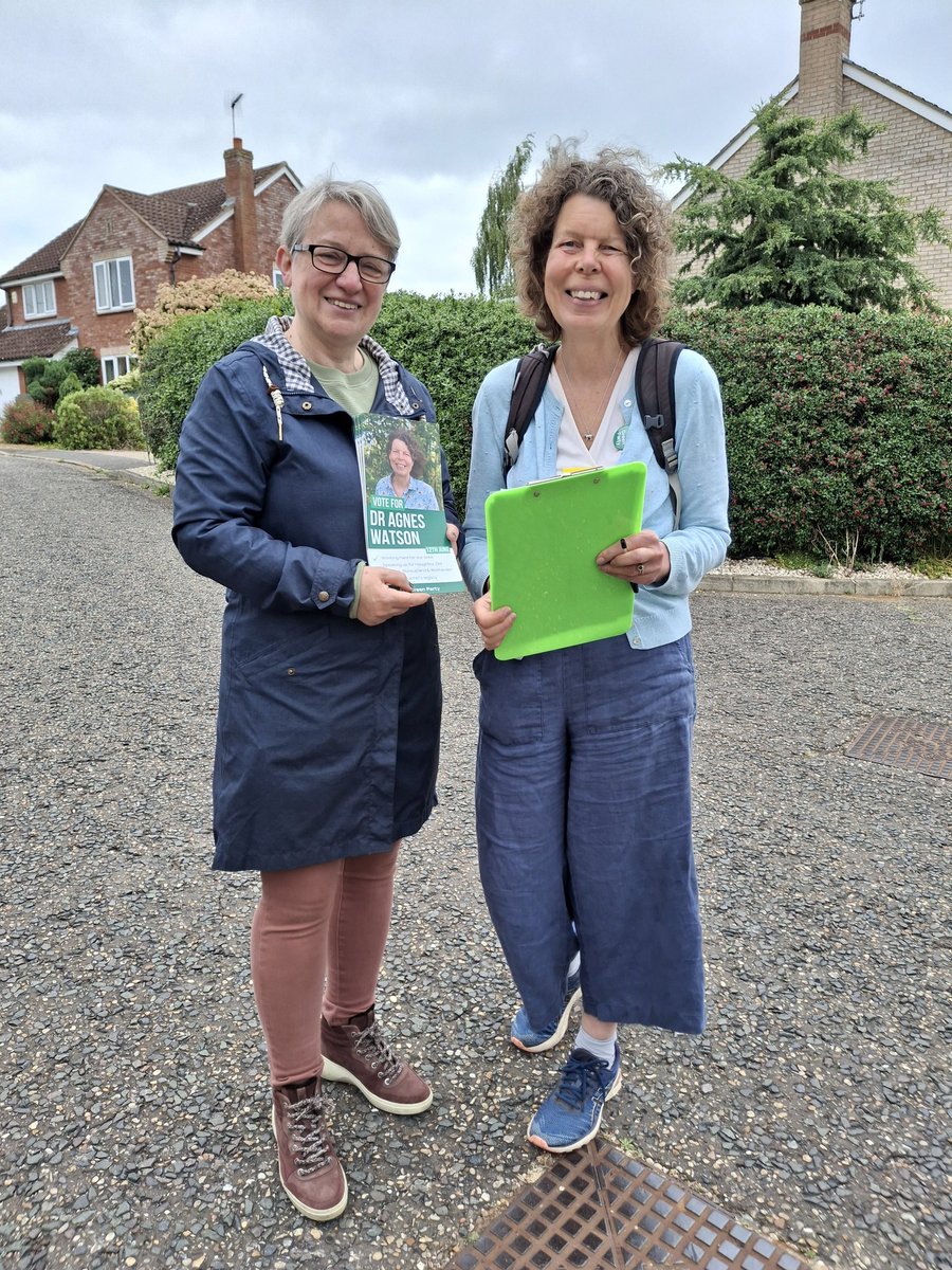 Great to be getting the #GetGreensElected, #VoteGreen message with Dr Agnes Watson in Haughley, Suffolk, for byelection on June 12