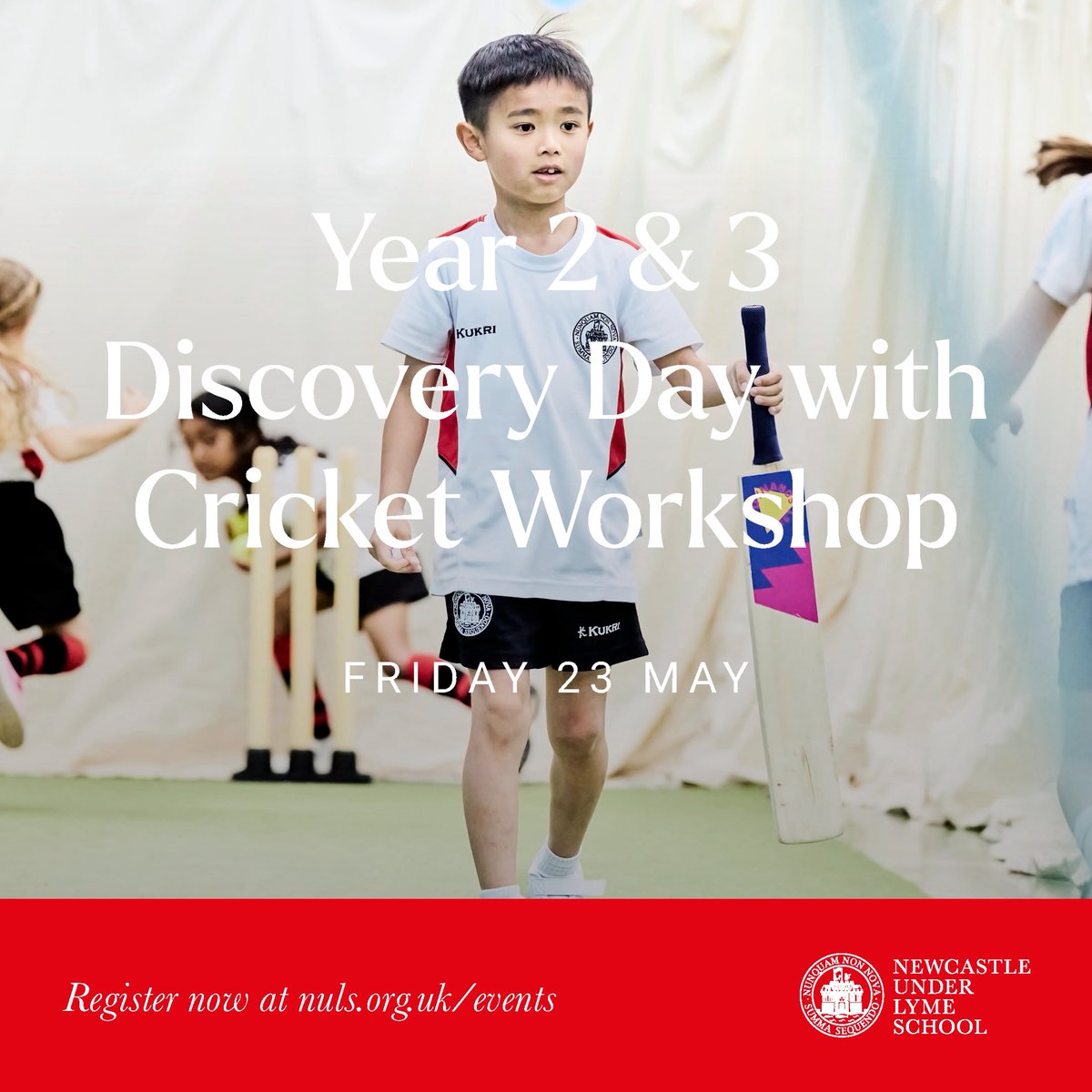Year 2 &amp; 3 Discovery Day with Cricket workshop 🏏

We are thrilled to invite children in Year 2 and 3 to attend Newcastle-under-Lyme Prep School’s Discovery Day and Cricket Workshop on Friday 23rd May from 9.00am - 3.30pm.

Register your child’s place now: nuls.org.uk/events