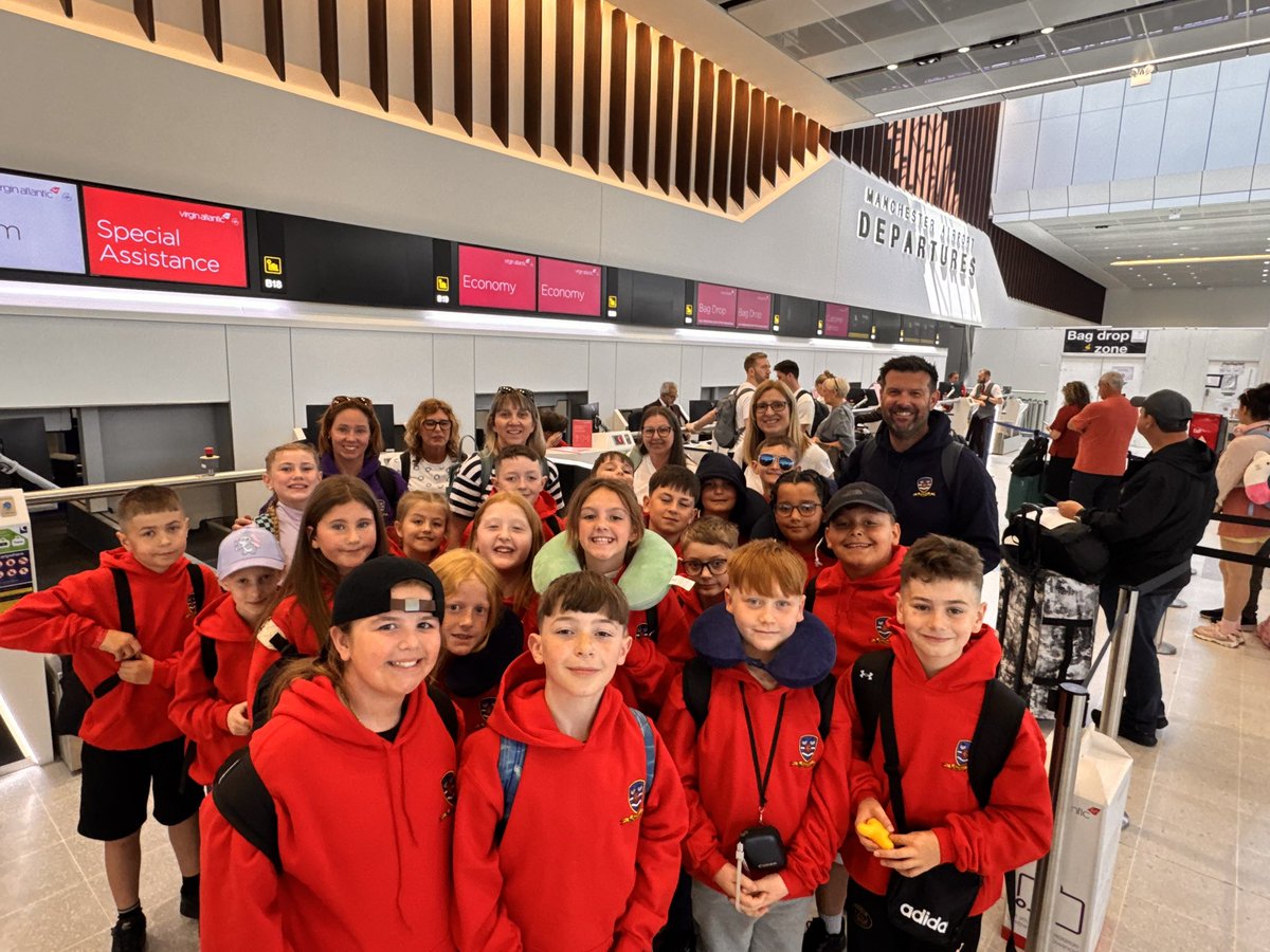 Twenty lucky Year 5s checked in and ready for take-off to New York, thanks to the incredible funding of the Turing Scheme (and well done and thank you <a href="/VirginAtlantic/">virginatlantic</a> for your perfect service.) Time to make some amazing memories on the trip of a lifetime. ✈️