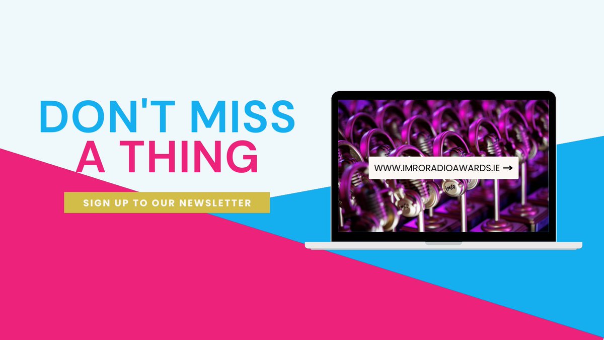 IMRO Radio Awards (@imroradioawards) on Twitter photo There's still time to sign up for the #IMRO25 newsletter before our upcoming webinar with head judge Jackie Neill (<a href="/jakneill1/">Jackie Neill</a>)
Head to the IMRO Radio Awards website to sign up and receive your exclusive invite ✉️
@imroireland @cnam_ie There's still time to sign up for the #IMRO25 newsletter before our upcoming webinar with head judge Jackie Neill (<a href="/jakneill1/">Jackie Neill</a>)
Head to the IMRO Radio Awards website to sign up and receive your exclusive invite ✉️
@imroireland @cnam_ie