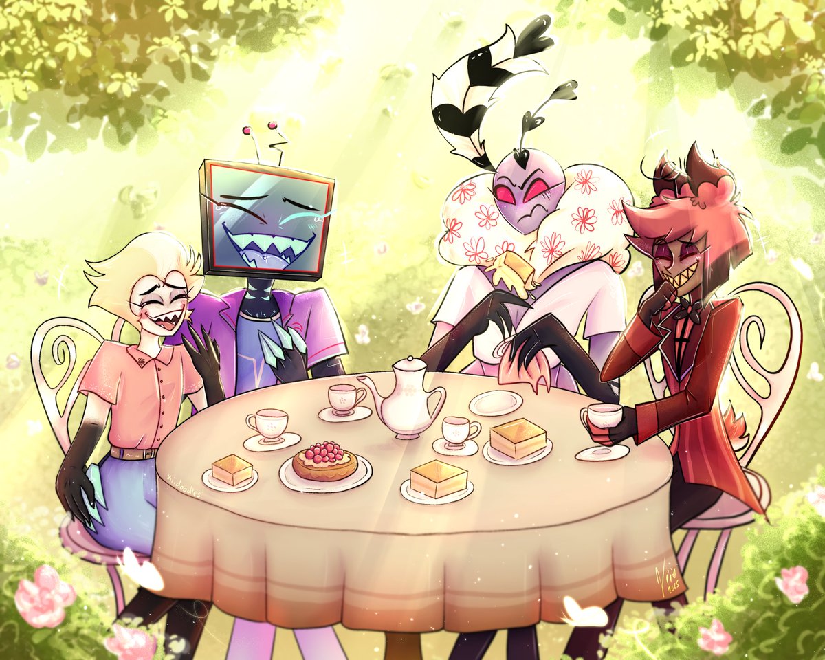 Vii_Doodles's tweet photo. #HazbinSpringWeek Day 7: Tea party
.
A beautiful week comes to an end 😭❤️🌸
.
#hazbinhotel #vox #staticapple #lucifer #valentino #alastor #valastor #springweek https://t.co/ojpNyImmFr