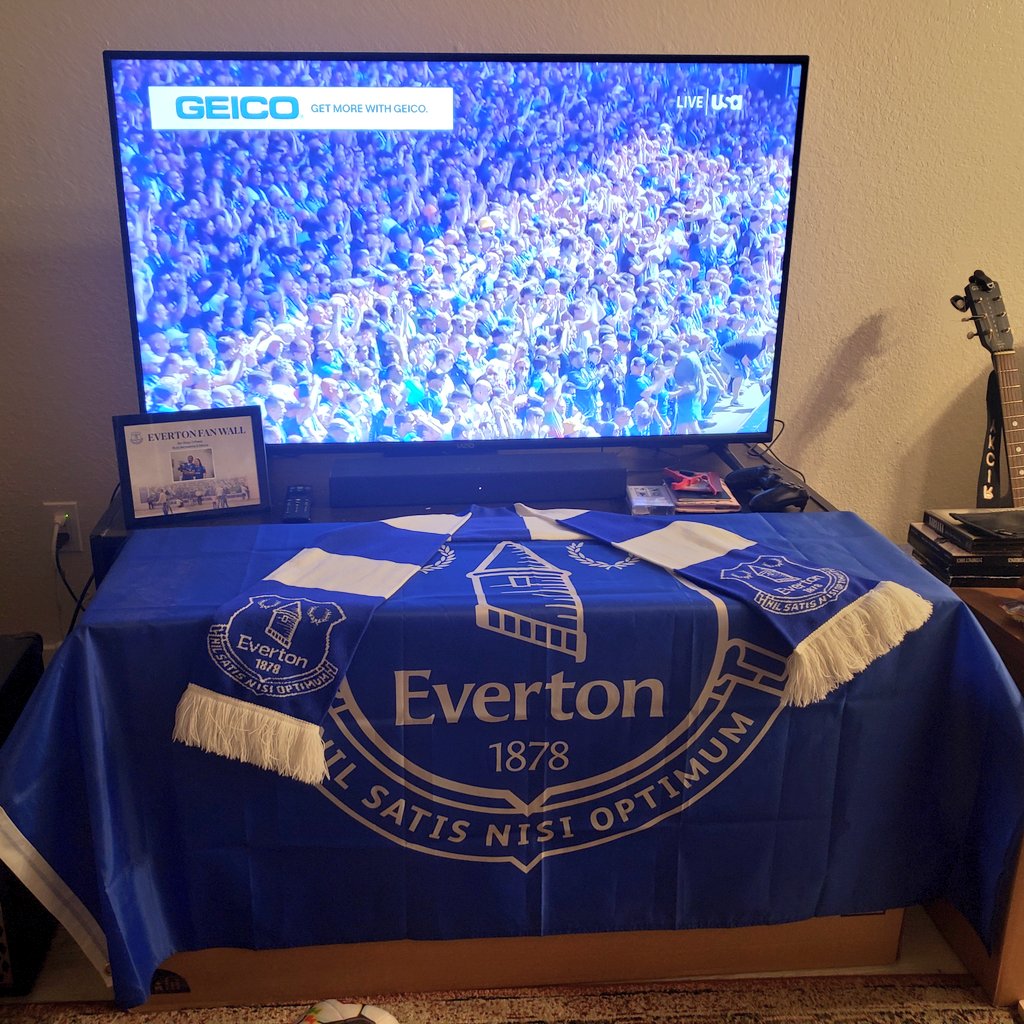 Hearing "Z cars" play at Everton for the last time at Goodison Park, the players walk out... it's 4am here in San Diego as we tune in and we're properly emotional 💙 come on <a href="/Everton/">Everton</a> COYB!!