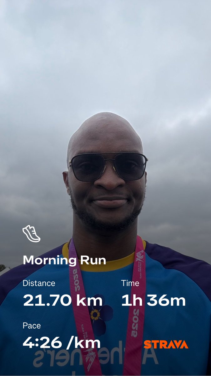 Olufemi Talabi (@0gbeni) on Twitter photo Hackney Half Marathon complete! 🏁
The time wasn’t too bad either but I’ve realised that for future races, I’ll definitely need to follow a proper, structured training plan!
I’m also raising money for the <a href="/alzheimerssoc/">Alzheimer's Society</a> . A society/cause that is very close to my heart. If you Hackney Half Marathon complete! 🏁
The time wasn’t too bad either but I’ve realised that for future races, I’ll definitely need to follow a proper, structured training plan!
I’m also raising money for the <a href="/alzheimerssoc/">Alzheimer's Society</a> . A society/cause that is very close to my heart. If you