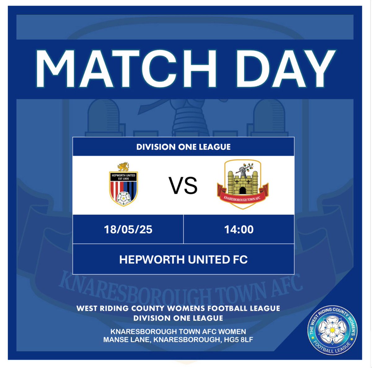 It’s match day! Our final match of the season is here! We are away today playing Hepworth united! We hope lots of you come down to support our final match! #football #womensfootball #girlscan #harrogate #knaresborough