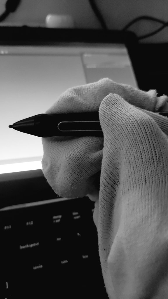 When I was doing traditional art I've always looking for my eraser, now, after years in digital art it switched into the glove... I can't draw with my hand sticking to the screen... and this is my embarassing momentary solution while I wait for another glove to be delivered
#art