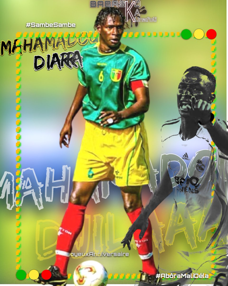 babaskotraore's tweet photo. Souhaitions un Joyeux anniversaire à la légende du football malien, le seul et unique africain à avoir un jour porter le brassard du légendaire #RealMadrid 🇪🇸 !
Longue Vie à Mahamadou Diarra « Djilla » 💚💛❤🦅
#malipuissancy #MahamadouDiarra #AbôraMaliDéla https://t.co/4XLgZ8tyku