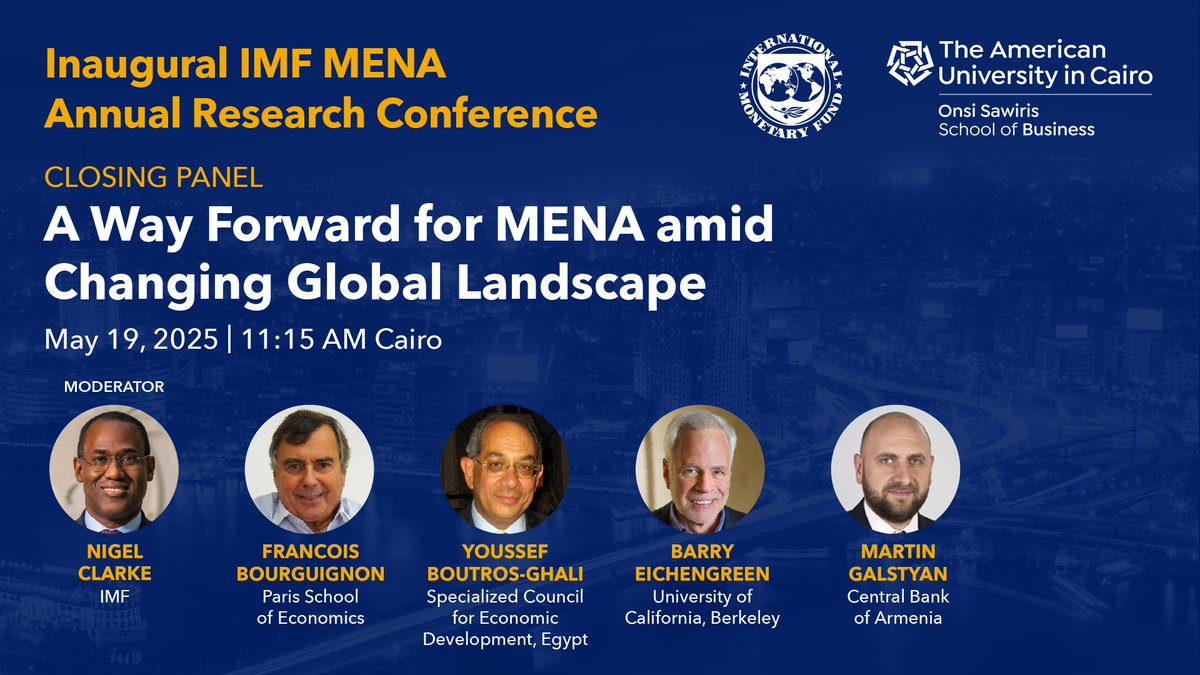 Great to be in the vibrant city of Cairo, Egypt! I look forward to meeting with authorities &amp; to participating in our inaugural IMF Middle Eastern and North Africa (MENA) Research Conference to discuss policy priorities for the region. 

imf.org/en/News/Semina…