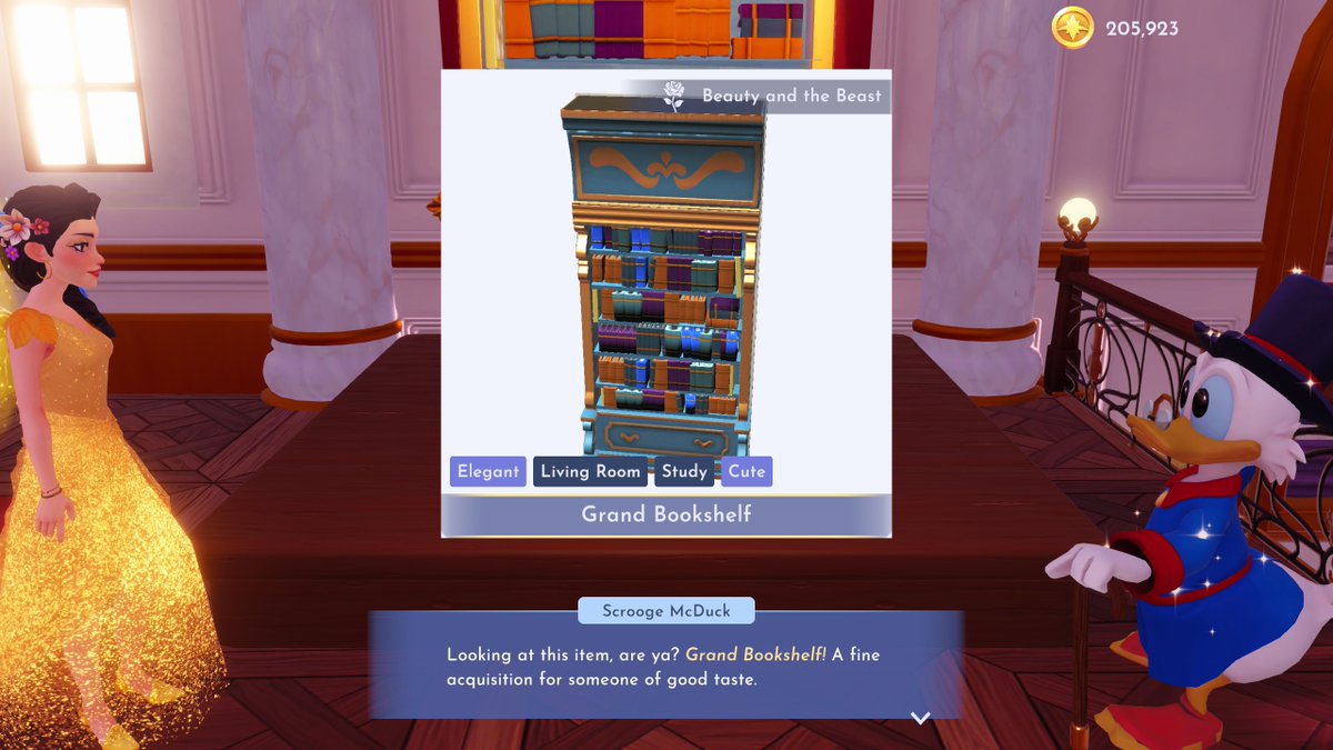Anyone else's bookworm self get excited when they get a new bookshelf in Scrooge's shop? #DreamlightValley #bookworms #allthebooks