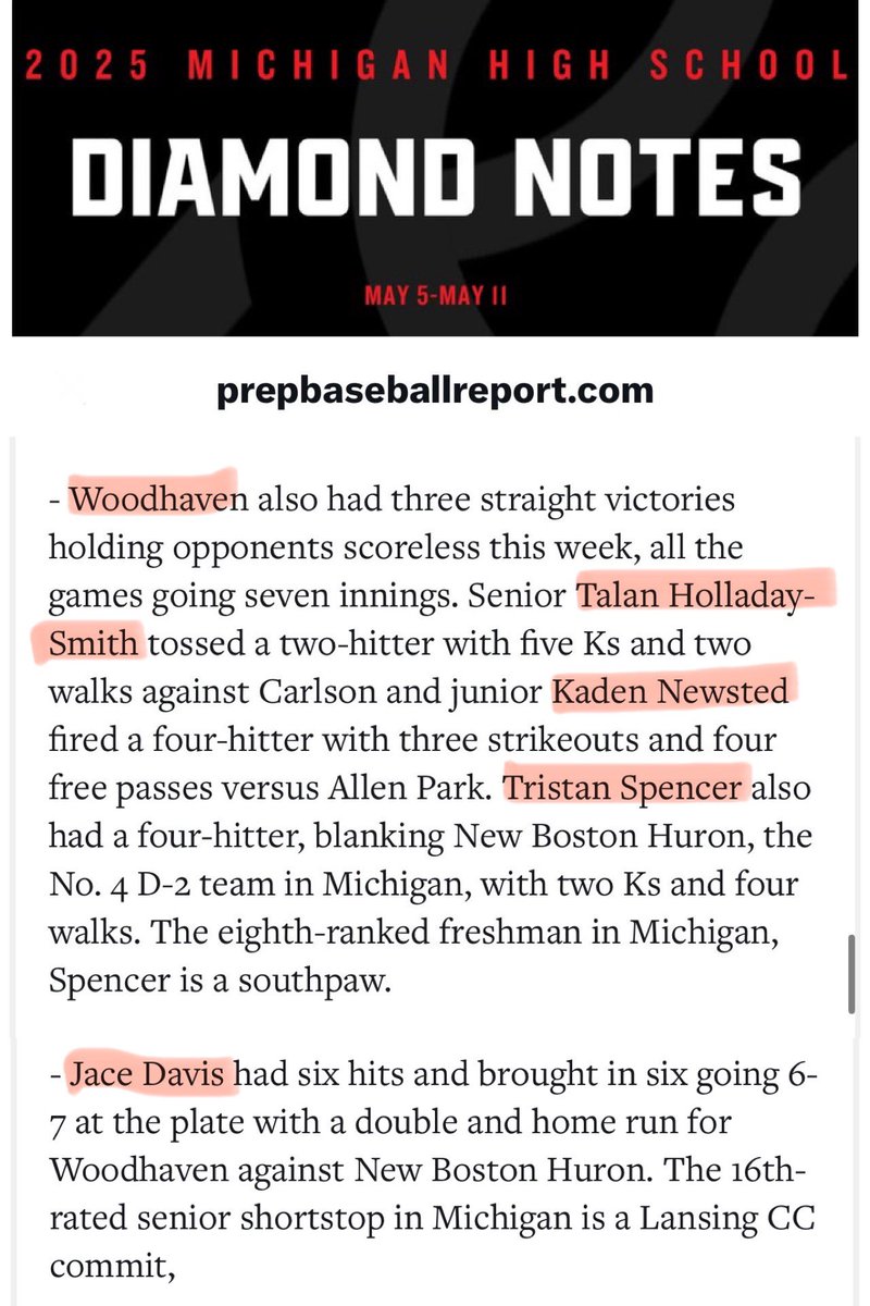 Travisty (@tjspencer1230) on Twitter photo Recognition for those downriver boys 🙌🏾🙌🏾…playing some solid baseball <a href="/Warriorbaseba11/">Woodhaven Baseball</a> <a href="/Tholladaysmith/">Talan</a> <a href="/KNewsted563612/">Kaden Newsted</a> <a href="/TSpence1214/">Tristan Spencer</a> <a href="/Jace_Davis_/">Jace Davis</a> Recognition for those downriver boys 🙌🏾🙌🏾…playing some solid baseball <a href="/Warriorbaseba11/">Woodhaven Baseball</a> <a href="/Tholladaysmith/">Talan</a> <a href="/KNewsted563612/">Kaden Newsted</a> <a href="/TSpence1214/">Tristan Spencer</a> <a href="/Jace_Davis_/">Jace Davis</a>