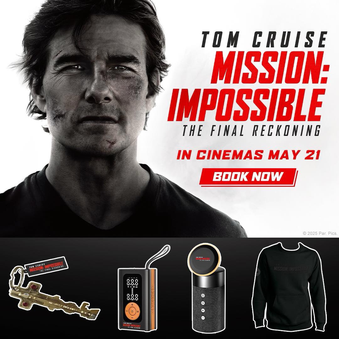 imccinemas's tweet photo. 💥 COMPETITION TIME! 💥
To celebrate the release of Mission: Impossible - The Final Reckoning in cinemas May 21, we are giving you the chance to win one of three goodie packs containing a Keychain, a Black fleece crewneck, a Wireless Digital Car Tire Inflator and a Bluetooth speaker! 

For your chance to win, tag a friend below and let us know your local IMC Cinema that you’ll be going to see the movie in!

https://t.co/yApeBZNtTn for advance tickets 🎟️

#MadAboutMovies #MissionImpossible #MissionImpossibleTheFinalReckoning