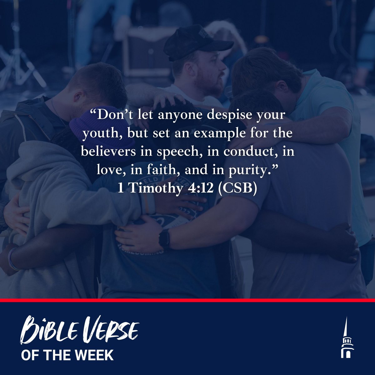 “Don’t let anyone despise your youth, but set an example for the believers in speech, in conduct, in love, in faith, and in purity.”
1 Timothy 4:12 (CSB)
•
#BibleVerse #VerseOfTheWeek #GoFurtherBU