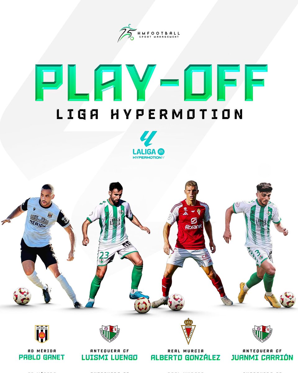 HMFootball Sport Management (@hmfootballsport) on Twitter photo Muy orgullosos de que varios de nuestros futbolistas en Primera Federación hayan conseguido la clasificación para el 𝗣𝗟𝗔𝗬-𝗢𝗙𝗙 de ⬆️ 𝗔𝗦𝗖𝗘𝗡𝗦𝗢 a 𝗟𝗶𝗴𝗮 𝗛𝘆𝗽𝗲𝗿𝗺𝗼𝘁𝗶𝗼𝗻:
<a href="/PabloGanet/">Pablo Ganet</a>
<a href="/Luismiluengo3/">Luismi Luengo</a>
<a href="/albertoglez26/">Alberto Glez Marin</a>
<a href="/Carri_3/">Juanmi Carrión</a>
👏🏻 ¡Enhorabuena y mucha 🍀 suerte! Muy orgullosos de que varios de nuestros futbolistas en Primera Federación hayan conseguido la clasificación para el 𝗣𝗟𝗔𝗬-𝗢𝗙𝗙 de ⬆️ 𝗔𝗦𝗖𝗘𝗡𝗦𝗢 a 𝗟𝗶𝗴𝗮 𝗛𝘆𝗽𝗲𝗿𝗺𝗼𝘁𝗶𝗼𝗻:
<a href="/PabloGanet/">Pablo Ganet</a>
<a href="/Luismiluengo3/">Luismi Luengo</a>
<a href="/albertoglez26/">Alberto Glez Marin</a>
<a href="/Carri_3/">Juanmi Carrión</a>
👏🏻 ¡Enhorabuena y mucha 🍀 suerte!