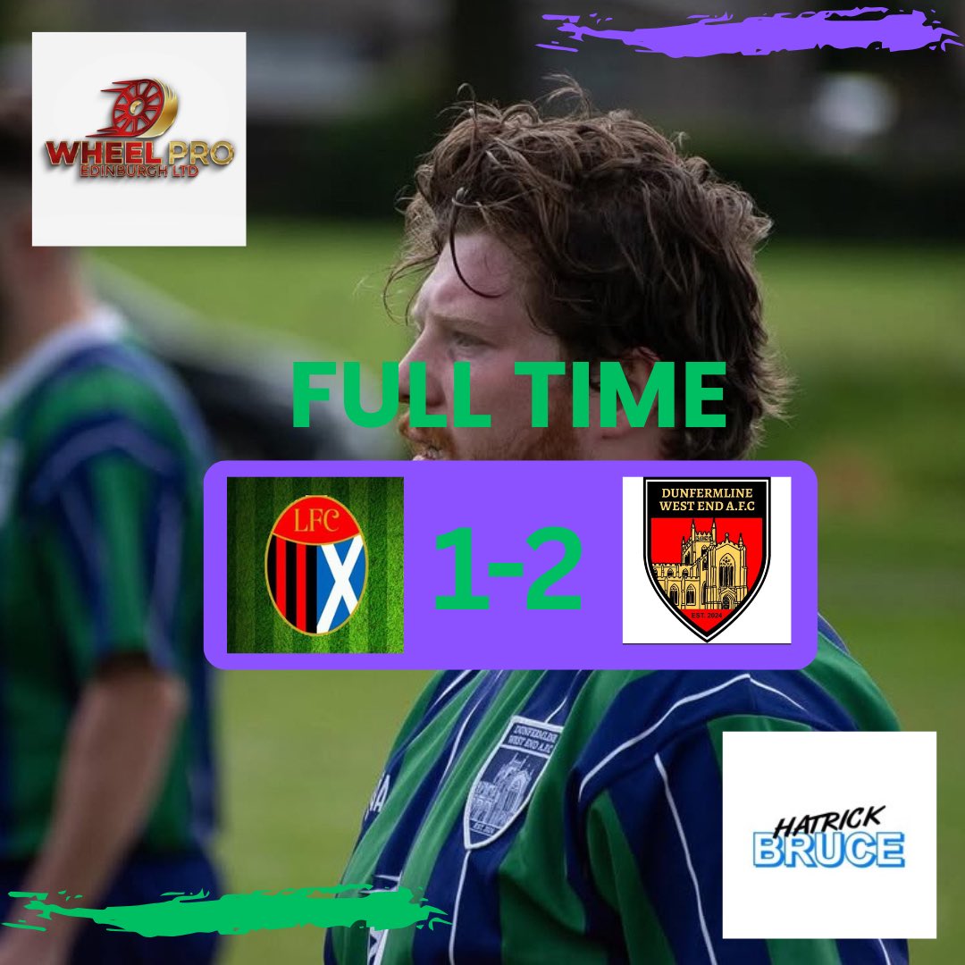 FULL TIME

Leven FC 1-2 Dunfermline West End

A win to round off the season in scorching conditions! This win means we finish 3rd in the league. 

Goal Scorers:
Dom McMurchie ⚽️⚽️
Jamie Buchan 🎯 

Gaffers MOTM - Callum Burns 

Refs MOTM - Dom McMurchie
