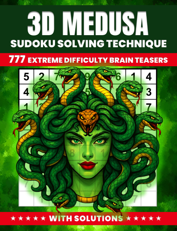 fitforpuzzle's tweet image. Can NOT -  CAN NOT wait to have this one in my hands! 
I love the cover design. 3D Medusa sudoku solving technique is one of my favorites recently and in this book every puzzle requires you to use it at least once. #3DMedusa #sudokuchallenge #sudoku #extreme #brainteasers