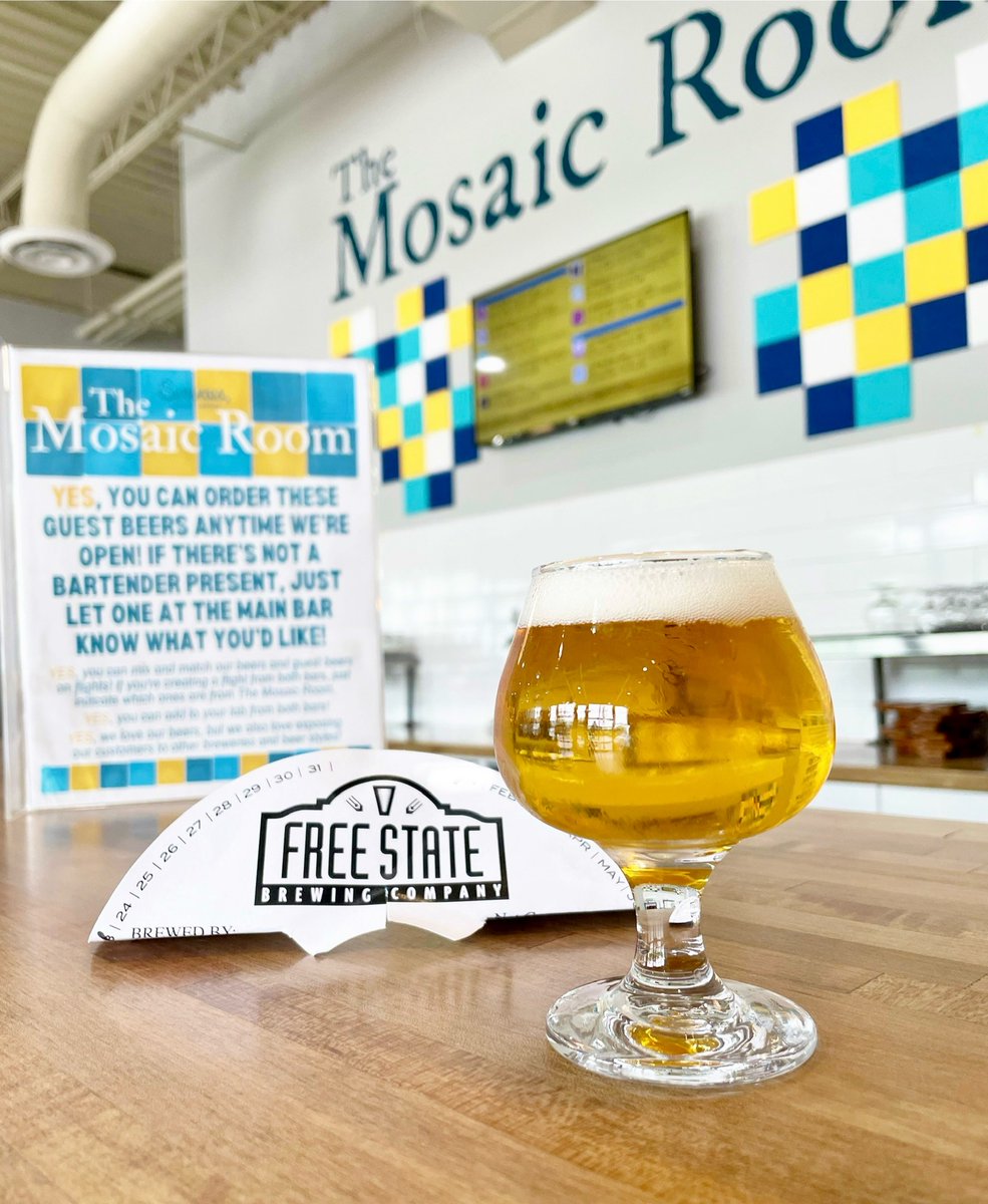 ServaesBrewCo's tweet photo. NOW ON TAP: Free State Lager from @FreeStateBeer! Try it on tap in The Mosaic Room while it lasts! We're open 11 a.m. to 8 p.m. today. #craftbeer #kcbeer #shawneeks #shawneekansas https://t.co/xKBNsMNmR2