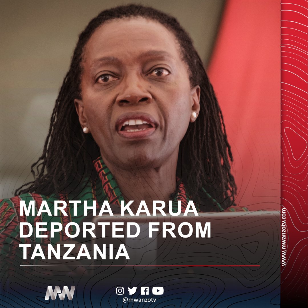 MwanzoTV (@mwanzotv) on Twitter photo #UPDATE: MARTHA KARUA DEPORTED FROM TANZANIA
People’s Liberation Party (PLP) leader Martha Karua has confirmed her deportation from Tanzania, sharing on X, "Deportation complete! On board <a href="/KQSupport/">Kenya Airways Support</a> flight No 485 for Nairobi."
The Kenyan politician, along with human rights #UPDATE: MARTHA KARUA DEPORTED FROM TANZANIA
People’s Liberation Party (PLP) leader Martha Karua has confirmed her deportation from Tanzania, sharing on X, "Deportation complete! On board <a href="/KQSupport/">Kenya Airways Support</a> flight No 485 for Nairobi."
The Kenyan politician, along with human rights