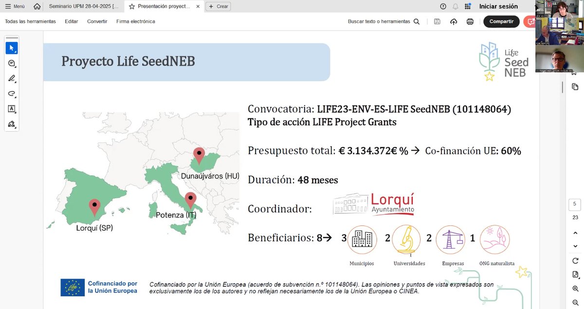 LIFESeedneb's tweet photo. Lorquí Presents Life SeedNEB and Its Local Action Plan at a University Seminar on Local Planning 🤩 
The municipality of Lorquí presented its Local Action Plan and the Life SeedNEB project at a university seminar focusing on innovative approaches to sustainable urban planning. https://t.co/xOSdPbX3Ib