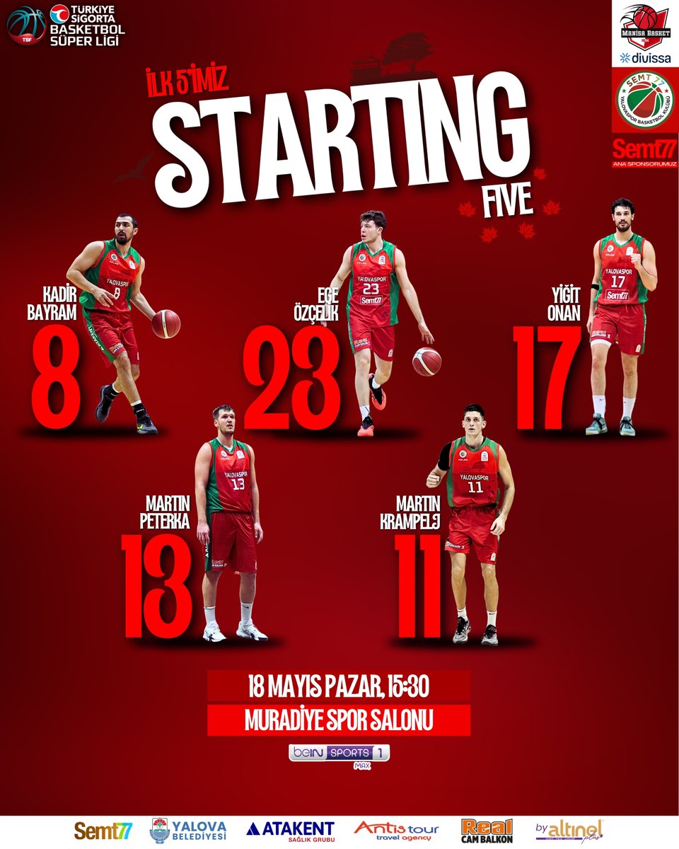 İlk 5'imiz:

8⃣ Kadir BAYRAM
2⃣3⃣ Ege ÖZÇELİK
1⃣7⃣ Yiğit ONAN
1⃣3⃣ Martin PETERKA
1⃣1⃣ Martin KRAMPELJ

#KimseSizGibiDeğil 💚❤️