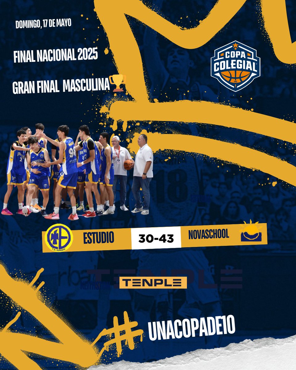 Copa Colegial (@copacolegial) on Twitter photo ¡Back to back!
🏆 <a href="/CBNovaschool/">CB Novaschool</a> (<a href="/CopaColegialMLG/">CopaColegialMLG</a>)vuelve a ganar el título en categoría estatal tras vencer a un orgulloso <a href="/EstudioCD/">C.D Estudio</a>, que nunca se dio por vencido (30-43).
¡Enhorabuena a los malacitanos, que vuelven a demostrar su hegemonía!
#UnaCopaDe10 ¡Back to back!
🏆 <a href="/CBNovaschool/">CB Novaschool</a> (<a href="/CopaColegialMLG/">CopaColegialMLG</a>)vuelve a ganar el título en categoría estatal tras vencer a un orgulloso <a href="/EstudioCD/">C.D Estudio</a>, que nunca se dio por vencido (30-43).
¡Enhorabuena a los malacitanos, que vuelven a demostrar su hegemonía!
#UnaCopaDe10
