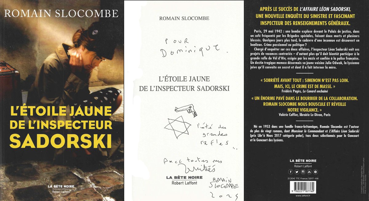 DPH67062013's tweet image. Année 2025 : Lecture N° 19

L&apos;ÉTOILE JAUNE DE L&apos;INSPECTEUR  SADORSKI
(Saga SADORSKI Tome 02)

De : Romain SLOCOMBE (France)

     Dédicacé par l&apos;auteur le 04 Avril 2025 à Lyon au salon &quot;Quais Du Polar&quot;

#livrelu #lecture2025 #livrelu2025 #livredédicacé #dédicace