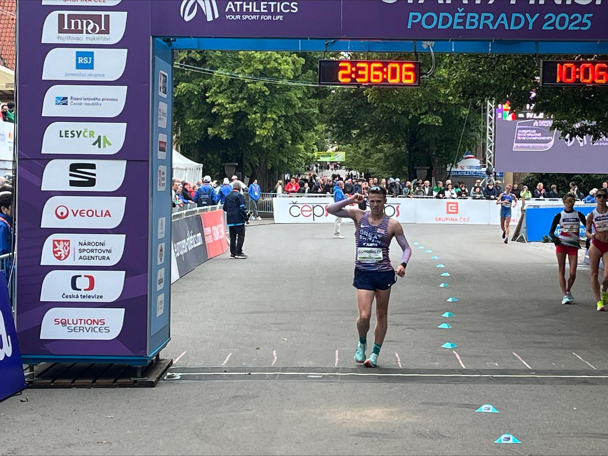 Cameron Corbishley clocks 2:36:06 for 23rd place in the men's 35km at the European Race Walking Championships in Poděbrady 👏

#Podebrady2025