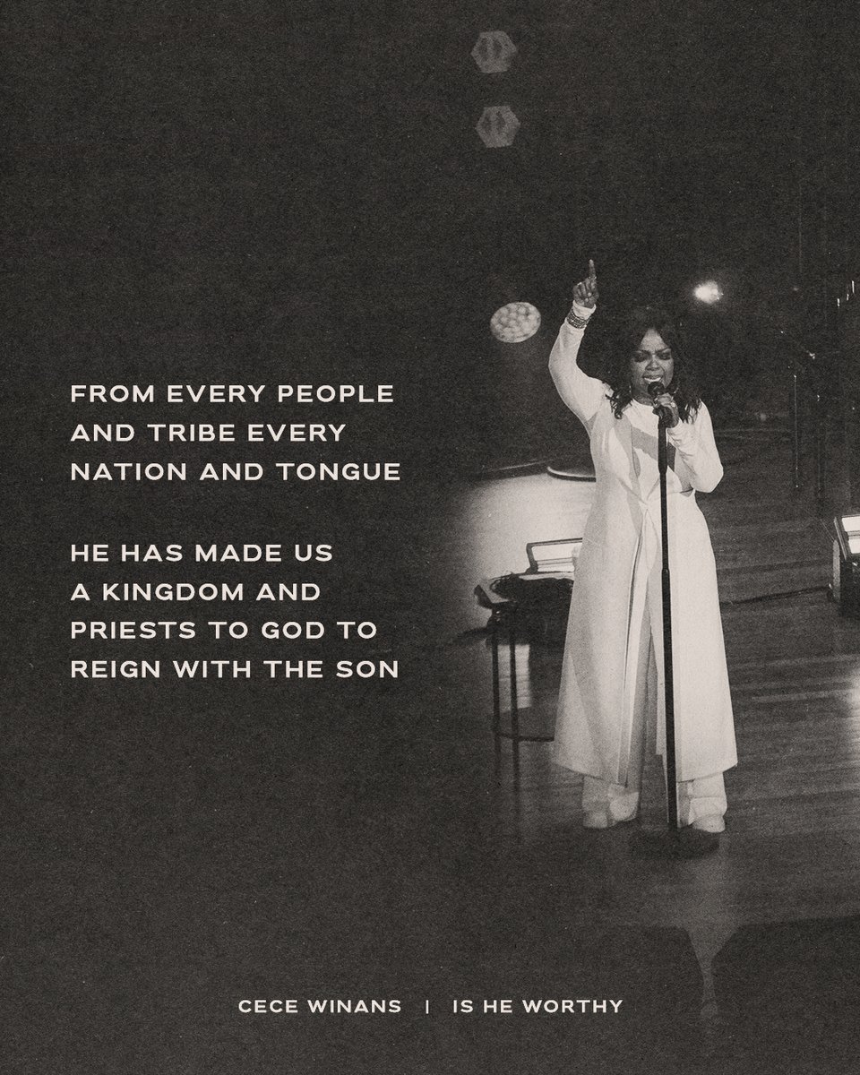 cecewinans's tweet photo. From every people and tribe
Every nation and tongue
He has made us a kingdom and priests to God
To reign with the Son. 
#IsHeWorthy #MoreThanThis https://t.co/ni9p0kke2L
