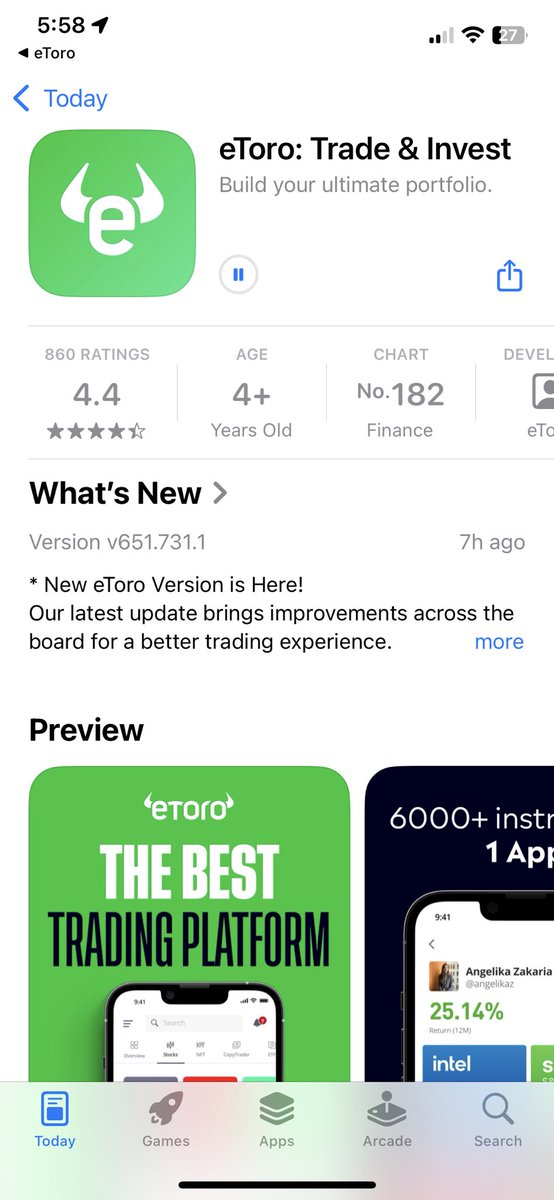 SEOsoosel's tweet photo. Hey @eToro @eToroTeam what is happening here? I am trying to update for 12 hours. https://t.co/O5IZnktioI
