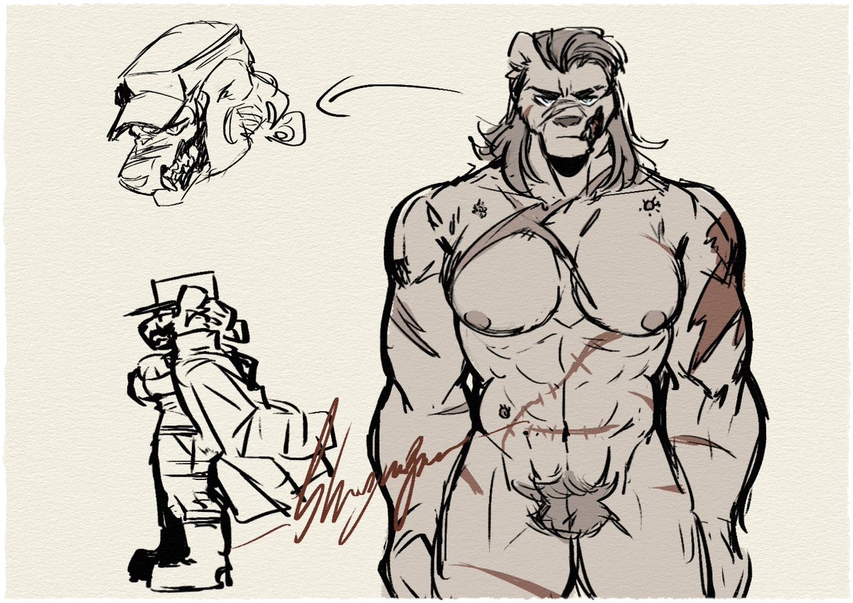 【深夜发点自己的XP】

应该是世界观里面的新角色

要塞的追兵队长

队长带的应该是一群母狮群，去追捕叛变的FLASH一行人

队长妈咪是身经百战的战士，自己也有生过孩子，所以腹部也有很长的生产缝合线

暂定的设定是这样

P2：吃点妈咪伤痕设计

#OC #FURRY #furryart  #furryarwork #SHANfight