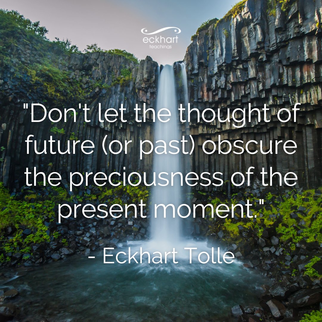EckhartTolle's tweet image. "Don't let the thought of future (or past) obscure the preciousness of the present moment." - Eckhart Tolle