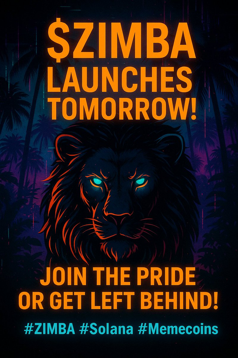 SAMKIN_V001's tweet photo. IT’S OFFICIAL — $ZIMBA LAUNCHES TOMORROW!
The wildest memecoin on Solana is coming in HOT.
No VCs. No insiders. Just pure community madness.
Get your bags ready — early lions eat first!
Join the pride or get left behind.
#ZIMBA #Solana #Memecoins #CryptoGem #PumpFun #DeFi #SolanaSeason
Telegram: https://t.co/O0lgDERj9H
X: https://t.co/VgehJUJzTC
Discord: https://t.co/eqMzS1paWH