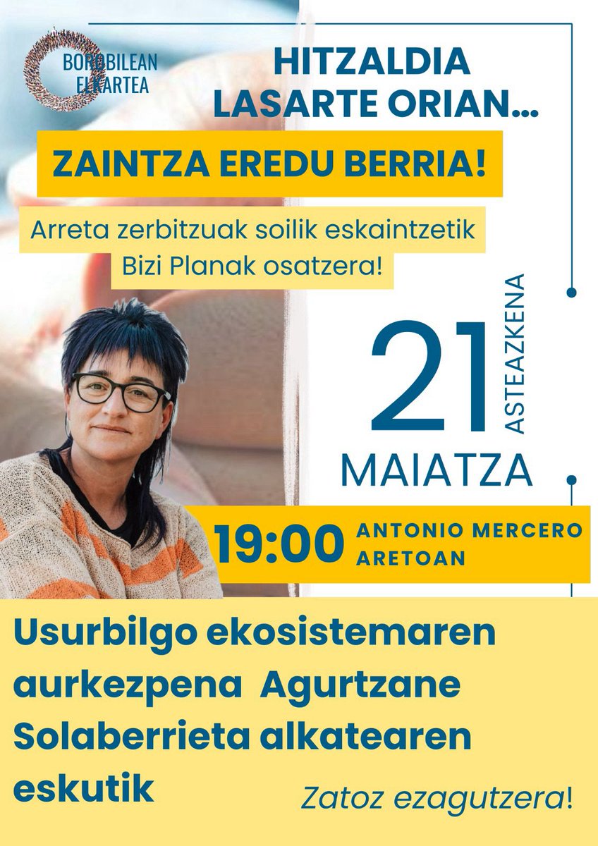 Inklusibotasunaren eta Aniztasunaren Europako Hiriburuen Zilarrezko Saria jaso berritan, datorren astean, asteazkena 21,
Lasarte-Oriara datorkigu Agurtzane Solaberrieta Usurbilgo Alkatea haien herriko zaintza ekosistemaren aurkezpena egitera. 🌀 Borobilean  Gonbidapen irekia da!
