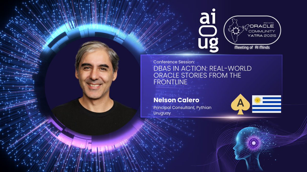All India Oracle Users Group (AIOUG) (@aioug) on Twitter photo 🔥 Don’t Miss Oracle Community Yatra (OCYatra) 2025! 🔥
🛠️ DBAs in Action: Real-World Oracle Stories from the Frontline
👉 Secure your spot NOW: bit.ly/OCY2025
🎙 Presented by: Nelson Calero <a href="/ncalerouy/">Nelson Calero</a> , Oracle ACE Director & Principal Consultant, Pythian
Despite 🔥 Don’t Miss Oracle Community Yatra (OCYatra) 2025! 🔥
🛠️ DBAs in Action: Real-World Oracle Stories from the Frontline
👉 Secure your spot NOW: bit.ly/OCY2025
🎙 Presented by: Nelson Calero <a href="/ncalerouy/">Nelson Calero</a> , Oracle ACE Director & Principal Consultant, Pythian
Despite