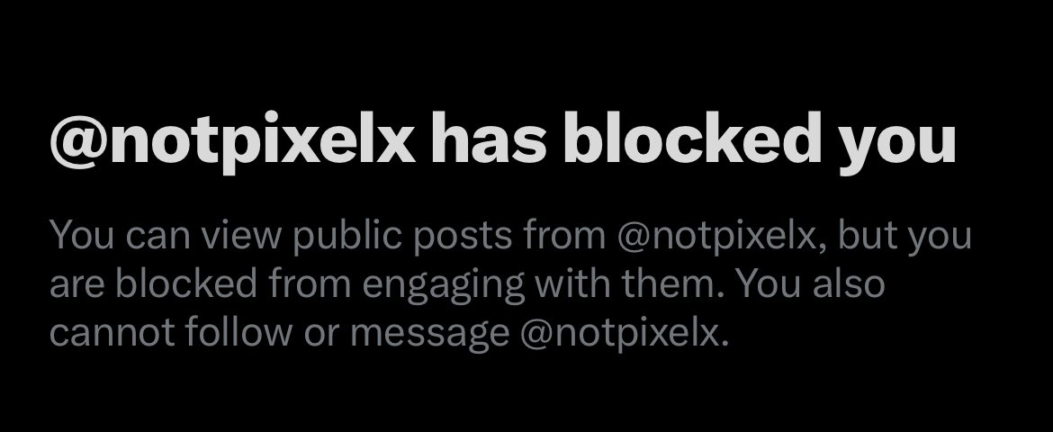 This hit <a href="/notpixelx/">Not Pixel</a> hard.
<a href="/takoy_sasha/">Sasha</a> blocked me
<a href="/thenotcoin/">Notcoin Ø</a> blocked me
And now
<a href="/notpixelx/">Not Pixel</a> blocked me

Group of Scammers…
Next, trash $TON will block me like trash $NOT and $PX