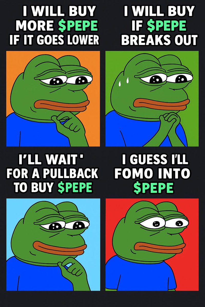 ShayMarkets's tweet image. The $PEPE cycle in one image 🐸💸
No matter what you say… you’re gonna end up FOMOing anyway 😅
#PEPE #MemeCoinLogic #CryptoDegens #FOMO #CryptoTwitter