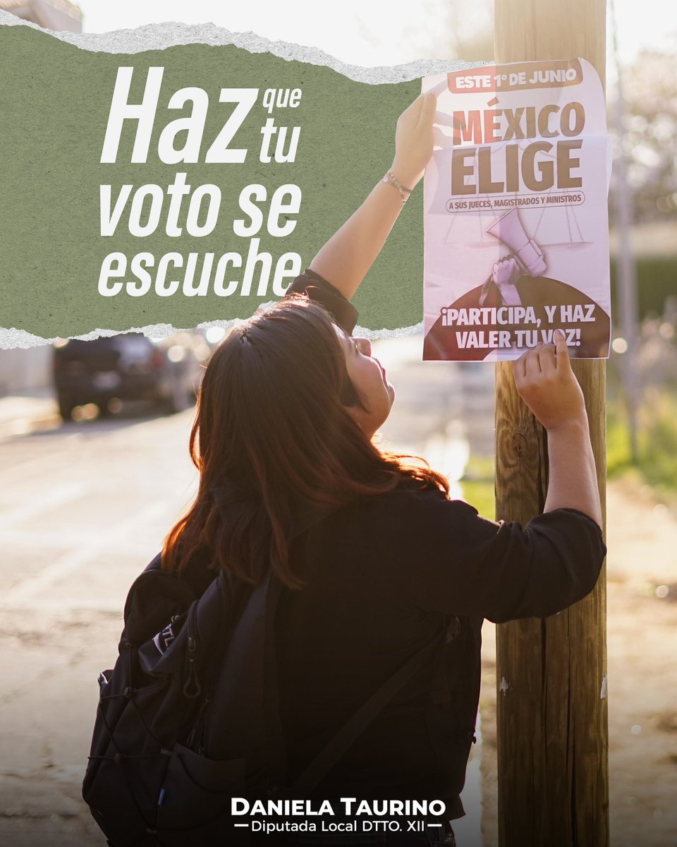 DanielaTaurinoo's tweet image. Tu voz cuenta, juntos seguiremos haciendo la diferencia, construyendo el futuro que deseamos.

¡Prepárate para ejercer tu voto y elegir al #NuevoPoderJudicial! 🗳️ 👏🏻

#HagamosHistoria #Elecciones2023 #TuVotoCuenta #DT #DistritoXII