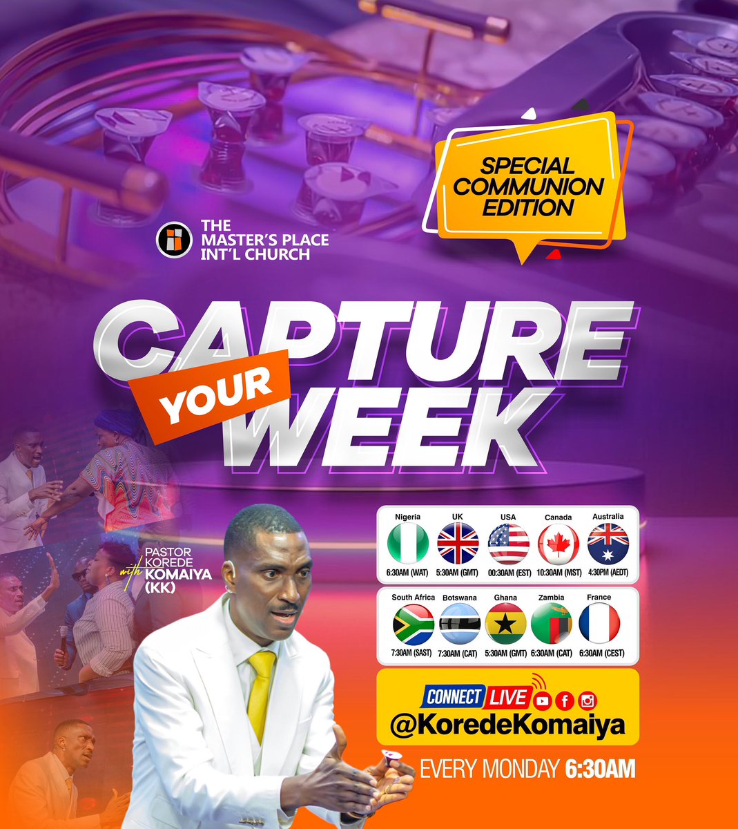 Prophets are God’s agents of rescue, restoration, deliverance, and help. Anytime God wants to help a place, individual or family, He sends a prophet anointed and appointed for such a time.

I am prophetically loaded to deliver on my mandate in Capture Your Week—SPECIAL COMMUNION