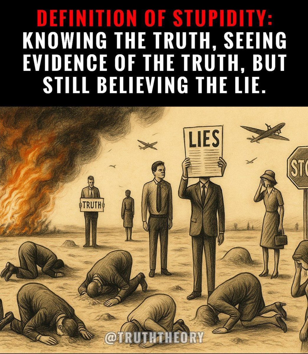 De definitie van domheid: de waarheid kennen, bewijs van de waarheid zien, maar toch de leugen geloven‼️