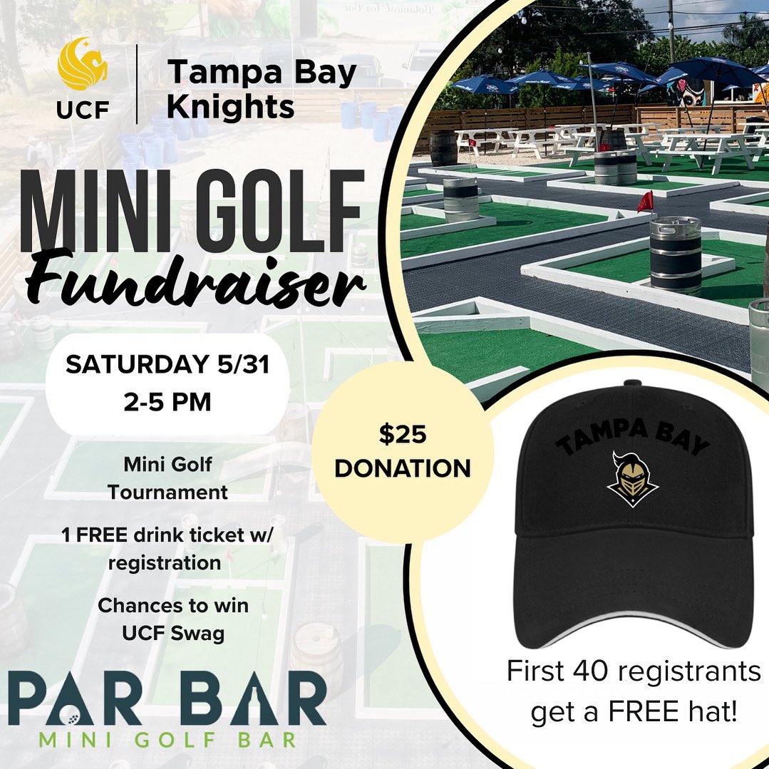 Ready to show off some golf skills, or just enjoy some putt putt in St Pete? ⛳️ Our spring fundraiser is just around the corner at Par Bar St Pete!☀️ Join us for some fun with other local alumni, plus some freebies! 🧢 Link to register below ⚡️🔛
foundation.ucf.edu/TampaBayFundra…