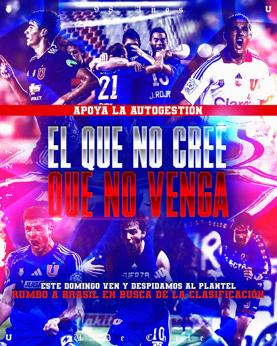 U_LOSDEABAJO's tweet photo. Hoy es la U y nada más importa.

Hoy es el último partido de la U de local antes del viaje a Brasil donde podremos  brindarle el apoyo y el aliento al plantel.

TODOS JUNTOS CON LA MISMA ILUSIÓN. 

¡Vamos la U que tenemos que ganar!

LOS DE ABAJO . https://t.co/pg4DfHnYgW