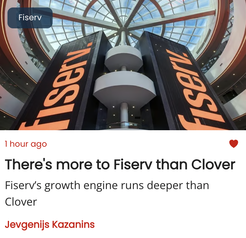 There's more to Fiserv than Clover
Fiserv’s growth engine runs deeper than Clover

I have been planning to research Fiserv $FI for a while. My perception was that the market loved this company purely because of Clover, a modern POS solution for small businesses. Clover has been