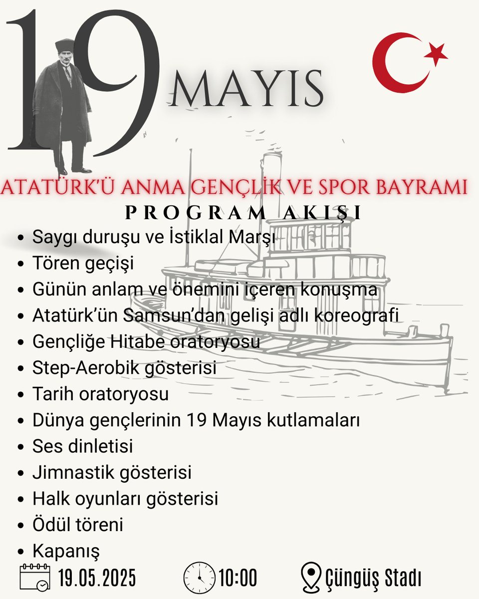 Çüngüş Çok Programlı Anadolu Lisesi (@cunguscpal) on Twitter photo # Samsundan Anadolu'ya Doğan Güneş #
#19mayis1919
<a href="/cunguskymkmlk/">Çüngüş Kaymakamlığı</a>
<a href="/gokhan_dolas/">Gökhan DOLAŞ</a>
<a href="/cungusbelediye/">Çüngüş Belediyesi</a>
<a href="/akmeseasuat/">Ali Suat AKMEŞE</a>
<a href="/Cungusilcemem/">Çüngüş İlçe Milli Eğitim Müdürlüğü</a>
<a href="/CevatBaran9/">Cevat Baran</a> # Samsundan Anadolu'ya Doğan Güneş #
#19mayis1919
<a href="/cunguskymkmlk/">Çüngüş Kaymakamlığı</a>
<a href="/gokhan_dolas/">Gökhan DOLAŞ</a>
<a href="/cungusbelediye/">Çüngüş Belediyesi</a>
<a href="/akmeseasuat/">Ali Suat AKMEŞE</a>
<a href="/Cungusilcemem/">Çüngüş İlçe Milli Eğitim Müdürlüğü</a>
<a href="/CevatBaran9/">Cevat Baran</a>