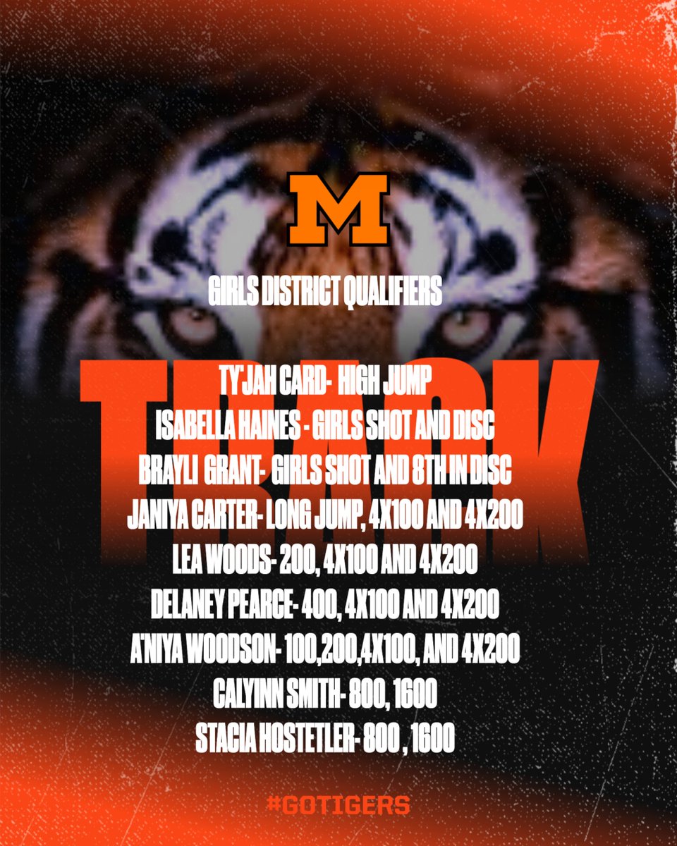 Good luck to our Girls competing at the District Meet this week on Wednesday and Friday!