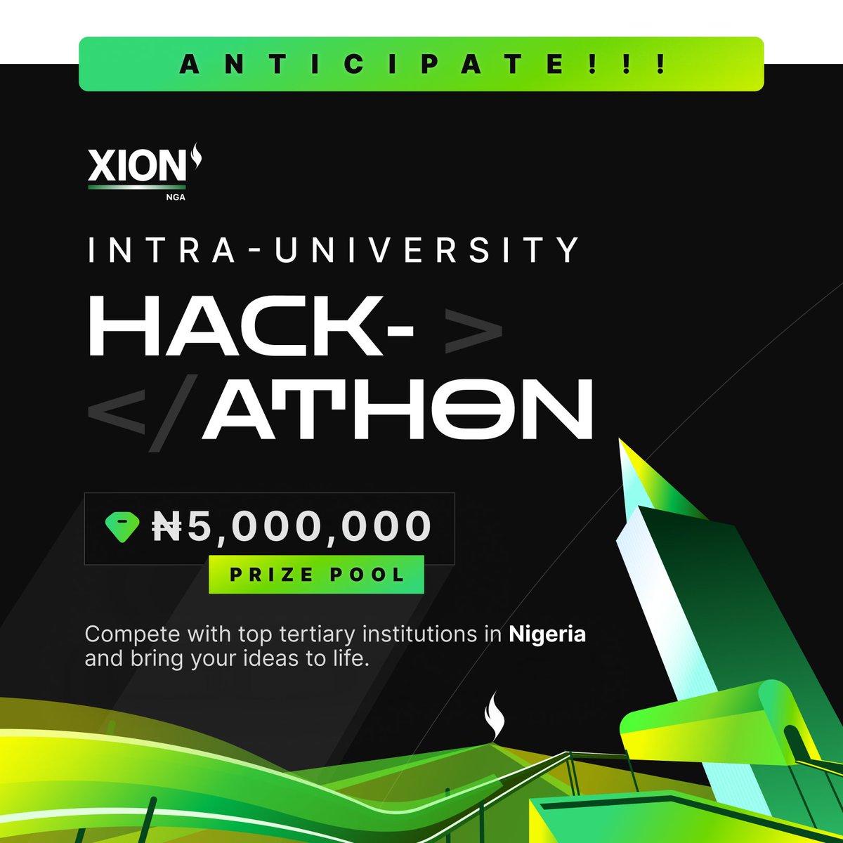XION Nigeria ๐ณ๐ฌ (@xion_nigeria) on Twitter photo What happens when the best developers from across the best tertiary institutions in Nigeria go toe-to-toe.
Aura for aura.
Line for line.
Against the clock. Against the odds. 
From the stables of XION Nigeria, we present to you a war of wits.
Of speed. Of skill. Of vision.
A What happens when the best developers from across the best tertiary institutions in Nigeria go toe-to-toe.
Aura for aura.
Line for line.
Against the clock. Against the odds. 
From the stables of XION Nigeria, we present to you a war of wits.
Of speed. Of skill. Of vision.
A