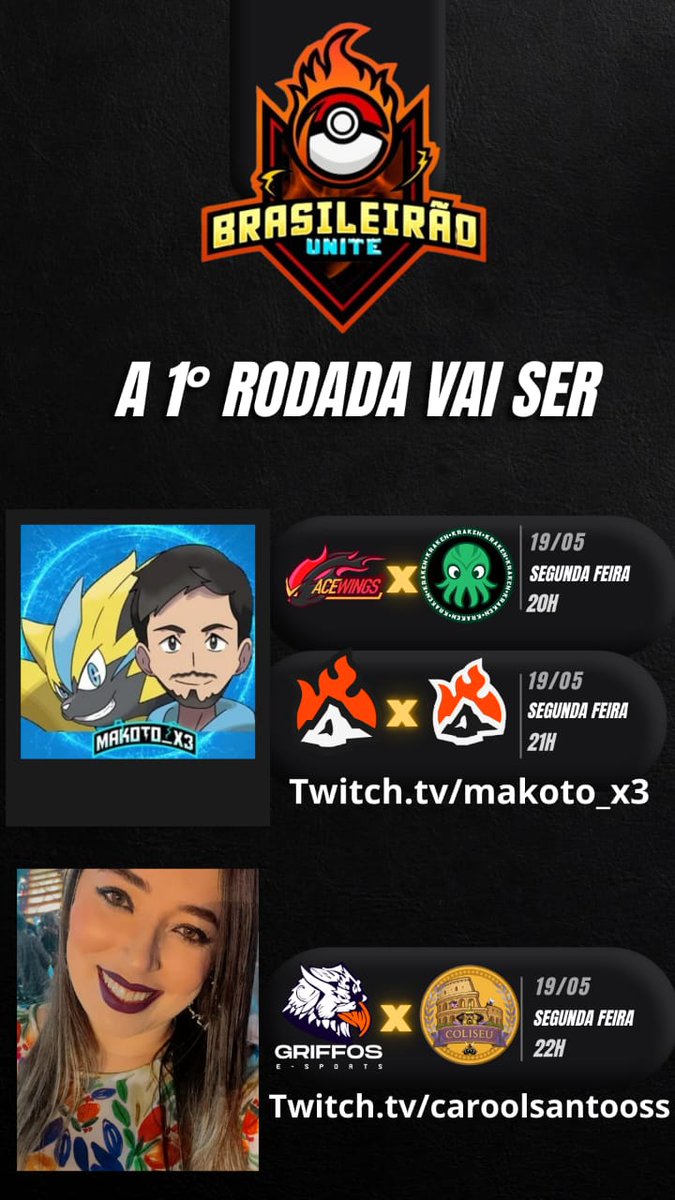 Brasileirão Unite (@brasileirounite) on Twitter photo Tivemos algumas pequenas alterações nos jogos, mas o Brasileirão segue firme e forte!
Nesta segunda-feira teremos a live de abertura do Brasileirão Unite com <a href="/Makoto_x3/">Makoto_x3⚡</a> e <a href="/ACaroolSantooss/">Carol Santos 🎀</a>.
Fiquem ligados! 📺
twitch.tv/makoto_x3
twitch.tv/caroolsantooss Tivemos algumas pequenas alterações nos jogos, mas o Brasileirão segue firme e forte!
Nesta segunda-feira teremos a live de abertura do Brasileirão Unite com <a href="/Makoto_x3/">Makoto_x3⚡</a> e <a href="/ACaroolSantooss/">Carol Santos 🎀</a>.
Fiquem ligados! 📺
twitch.tv/makoto_x3
twitch.tv/caroolsantooss